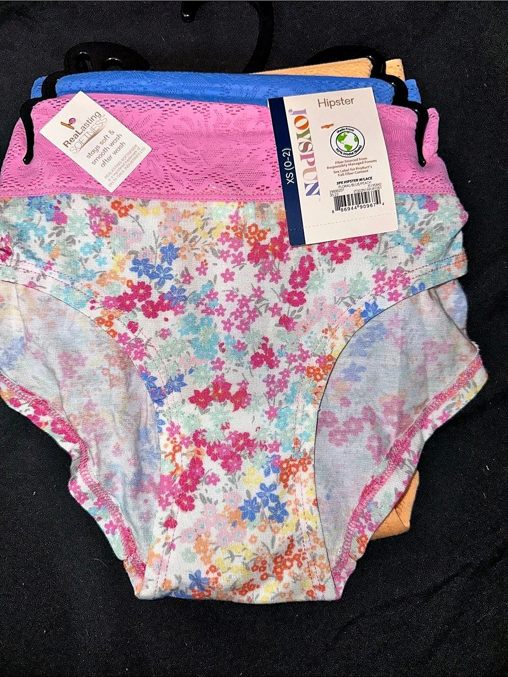 Jockey Hipster Floral Underwear 3-Pack in Blue & Pink XS NWT